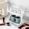 Prateleira de Armazenamento de Mesa de Camada Dupla Estilo Japonês Organizador de Bar de Café Porta-Copos Rack de Cosméticos para Mini Dormitório Escritório