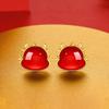 Pendientes Año del Dragón Año Ágata Roja para Niñas Plata Esterlina Nuevos Pendientes Rojos Regalo de Año Nuevo para Novia