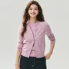2026 Nuevo Otoño Invierno Versátil Cardigan de Punto de Seda Cachemira Manga Corta Conjunto de Dos Piezas Abrigo Suéter con Botones para Mujer