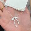 Collar de Lazo Frosted de Cinta para Niñas Todo Fósforo Diseño de Nicho de Alto Nivel Estilo Ballet Ins Cadena Dulce para Clavícula