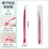 Pinças para Nail Art Pinças de Silicone para Pressionar Pedrarias Pinças de Ponta Reta Aço Inoxidável Pinças Coloridas Ferramentas Especiais para Salão de Unhas