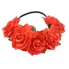 Europa y Estados Unidos Transfronterizos 5 rosas rojas corona de flores para el pelo diadema novia accesorios para el pelo de boda fiesta festiva banda para el pelo de flor artificial