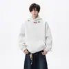 Colar Retro Americano com Letra Estampada Moletom com Capuz para Homens e Mulheres no Outono e Inverno Adolescentes Visual Solto Emagrecedor Moletom com Forro de Lã