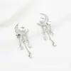 Pendientes de piedra lunar vintage un par de pendientes elegantes de diseño de moda nicho pendientes 925 plata luna estrellas