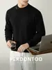 ¡Lana Modal Cálida y Suave! Suéter de Punto Grueso Cálido de Cuello Redondo Otoño e Invierno Camisa Base Casual de Punto para Hombre