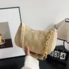 Bolsa de Tela Artística Estilo Coreano Simple Casual Rayada Terciopelo Hombro Bolso de Mujer Mini Crossbody Color Sólido Bolsa de Lona Portátil