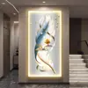 Pintura Decorativa de Entrada Moderna Simple Entrada Sala de Estar Pasillo Pasaje Pintura Colgante Pluma LED de Gama Alta Pintura al Óleo Venta al por Mayor