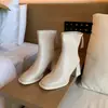 0585-1 Botines de Tacón Alto para Mujer Tallas Grandes Botas Tipo Martin de Tacón Grueso para Piernas Gruesas Tacón de 7cm Botas de Moda Botas para Mujer Tallas Grandes 41-43