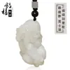 Atacado Jade de Xinjiang Hetian Jade Branco Pixiu Pingente Colar Masculino e Feminino Jade Transferência de Fortuna Pingente de Casal Joias