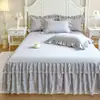 Princesa Colcha Saia de Cama Renda de Peça Única Estilo Europeu 1,5 m1,8x2,0 m 2,2 Capa de Cama Antiderrapante Capa Protetora