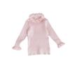 25 Suéter Básico de Punto Retorcido de Cuello Medio para Niñas Otoño e Invierno Suéter de Doble Capa con Cuello de Hoja de Loto Suéter de Punto de Alta Elasticidad