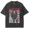 Camiseta Anime Jujutsu Kaisen Gojo Satoru Lavada al Agua Unisex Manga Corta de Murciélago para Hombre
