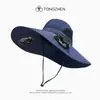Sombrero de Pescador con Ventilador Solar Transfronterizo Sombrero de Sol para Hombre Protección Solar de Verano para Cabeza Grande Sombrero de Sol Anti-UV Sombrero