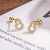 2026 Nuevo Estilo de Verano Forma de Calabaza Completamente Incrustados con Diamantes Huecos Tornillo de la Suerte Clavo para Hélice de Oreja Súper Brillantes Lujo Ligero Versátiles Pendientes de Perforación para Mujer