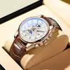 Reloj de cuarzo para hombre LIGE transfronterizo, elegante reloj de pulsera con correa de cuero de negocios, reloj multifuncional impermeable con fase lunar