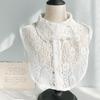 Cuello falso de encaje de flores, estilo coreano, combina con todo, cuello de camisa profesional para mujer, negro, otoño e invierno, cuello falso decorativo, blanco, invierno