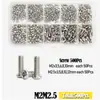 Kit Combinado de Tornillo de Cabeza Redonda con Ranura Cruzada, Tuerca y Arandela Plana 120 Piezas 200 Piezas M2-M5 M2M2.5