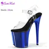 Sandálias plataforma impermeáveis galvanizadas de 20 cm, salto alto super alto, salto agulha, modelo de moda, sapatos de passarela, sapatos de casamento para banquete