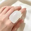Anel simples e versátil da série prata, anel geométrico de dedo indicador com borla de lava, anel aberto personalizado para meninas e casais, moderno para homens