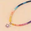 Collar de Flor de Cuentas de Vidrio Color Dopamina Transfronterizo Europeo y Americano Cadena de Clavícula de Lujo Ligero Nicho Collar Estilo Vacaciones para Mujeres