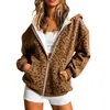 Sudadera con capucha y cremallera de estampado de leopardo europeo y americano para mujer, cárdigan holgado casual, prenda exterior de moda para otoño e invierno, top de manga larga