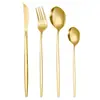 Amazon Transfronterizo Cubiertos de Acero Inoxidable Cuchillo Portugués, Tenedor y Cuchara Set de 24 Piezas Cuchillo para Filete, Tenedor y Cuchara Estilo Occidental Set en Caja de Regalo