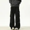 Pantalones plisados lavados retro americanos para hombre, pantalones largos casuales de pierna ancha y holgados de marca de moda de primavera y otoño
