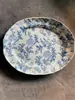 Porcelana amarilla vintage original con motivos florales azules, plato para bistec estilo francés, plato plano, plato hondo, taza y plato para el té de la tarde, decoración bajo vidriado