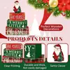 Set de Cuatro Piezas de Madera Señales Decorativas de Mesa Navideña, Sombreros Navideños, Piezas de Letrero de Madera para Decoración de Mesa Navideña, Soporte de Capas