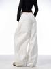 Pantalones casuales holgados de estilo americano, estilo retro, blancos, tipo cimitarra, para hombre y mujer, de pierna ancha, rectos y modernos.