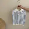 Conjunto de Verano 2026 para Niñas Nuevo Elegante Polo Rayado y Shorts de Mezclilla Conjunto de Dos Piezas para Niños