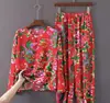 Ropa de tela de flores grandes del noreste bata de mañana fiesta de cumpleaños celebridad de internet damas de honor amigas pijama de dos personas para girar traje de actuación de hermanas