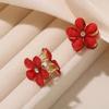 Horquilla de camelia roja mini de Año Nuevo, dulce flequillo antiedad, linda horquilla pequeña con clip superior, horquilla para el cabello, tocado
