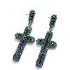 Pendientes de Aro con Colgante de Cruz Incrustados de Diamantes, Estilo Transfronterizo Europeo y Americano, Modernos y Únicos, Pendientes Sencillos con un Estilo Dulce y Fresco, Versátiles para el Uso Diario
