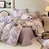 Nuevo juego de ropa de cama de 4 piezas de grado A para 2026, 100% algodón, estampado digital, cepillado, para uso doméstico, algodón puro suave y grueso