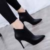 Zapatos de Mujer 2025 Nuevo Estilo Botas de Mujer de Tacón Alto de Aguja Punta Afilada Botines Cremallera Trasera Botas Cómodas Forradas de Vellón Ins Tendencia