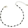 Tornozeleira de Contas Longas de Vidro Artístico Elegante de Moda com Espaçador Espinhoso Retrô Preto Estilo Francês Feita à Mão