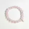 Pulsera de Cristal Rosa Natural de 8 mm para Mujer Colgante de Fortuna Plateado Pulsera de Círculo Único Pulsera Venta al por Mayor Elemento de Fortuna