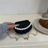 Bolso de Concha con Cadena de Perlas Elegante, Sencillo y a la Moda 2025 Verano Nuevo Estilo Bandolera de un Solo Hombro Estilo Coreano para Mujer