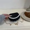 Bolsa Concha de Corrente de Pérolas Suave, Moderna e Simplesmente Elegante 2025 Verão Novo Estilo Bolsa Transversal de Ombro Único Estilo Coreano para Mulheres