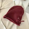 Gorro de Lana del Mismo Estilo que la Bloguera para Mujer, Retro Ins, Gorro de Lana Estilo Coreano con Cordón Pequeño, Gorro Cálido de Felpa de Color Puro