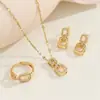 Joyería Mujer Celebridad de Internet Color Geometría Diseño de Nicho Moda Diseño Simple Chapado en Oro Zirconia Pendientes Anillo Collar Mujer