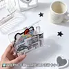 Porta-Cartões Dupla Camada de PVC Estilo Japonês, Bolsa de Gelatina Transparente Destacável, Bolsa para Guardar Pequenos Itens, Porta-Chaves, Bolsa de Pendurar
