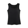Ropa Interior de Una Pieza para Otoño e Invierno, Nuevo Chaleco de Punto para Mujer con Copas Integradas, Color Sólido, Cuello en U Amplio, Control Lateral del Busto, para Usar por Dentro o por Fuera