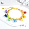 Pulsera enrollada colorida con forma de calabaza con cuentas de ojo de gato en oro arena estilo antiguo, disponible en opciones de latón chapado en oro, estilo dulce y de lujo ligero para mujer, versátil