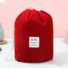 Bolsa Cosmética Cilíndrica de Terciopelo con Cordón Conveniente Bolsa de Almacenamiento para Viaje Bolsa de Almacenamiento para Cosméticos
