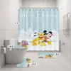 Venta caliente transfronteriza directo de fábrica Mickey estampado digital poliéster impermeable a prueba de moho cortina de ducha cortina de baño de cuatro piezas