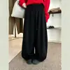 Pantalones de pierna ancha tipo globo adelgazantes versátiles para mujer, diseño de cordón estilo coreano de otoño, nuevos pantalones curvados sueltos con retazos de cintura alta
