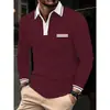 Comercio Exterior Primavera y Otoño Nueva Camisa Polo para Hombre Cuello Solapa Manga Larga Golf Casual Deportiva Top Camiseta de Color Contrastante