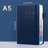 Agenda Diaria Transfronteriza 2027 en Inglés con Líneas Verticales, Horario Diario de 365 Días, Calendario Anual, Cuaderno Personalizado en Español